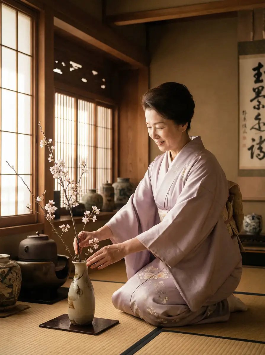 一位优雅的 蜜桃传媒_蜜桃传媒吃瓜爆料 | 全网最全蜜桃传媒聚集地 在和室中插花
